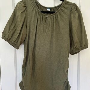 Maternity Olive Green Puff Sleeve Top